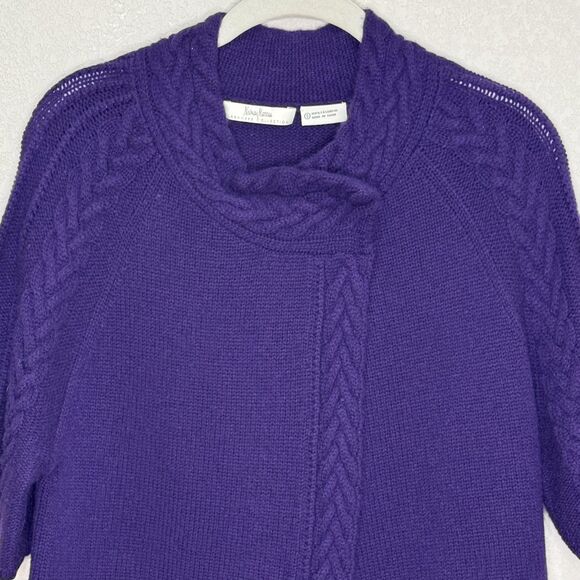 Neiman Marcus Cashmere Sweater Womens Small Purple Cable Knit Short Sleeve - Picture 3 of 7